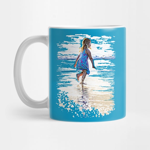 Little girl playing on the beach by Ripples of Time